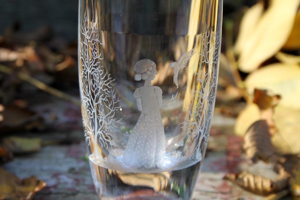 Vase med indgravering Glas Heldigt.dk